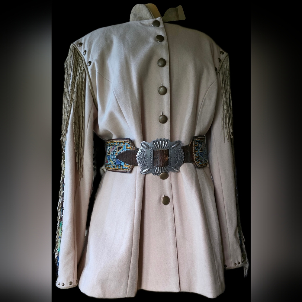 Double D Ranch Women's Cream Jacket with Fringe And Beading